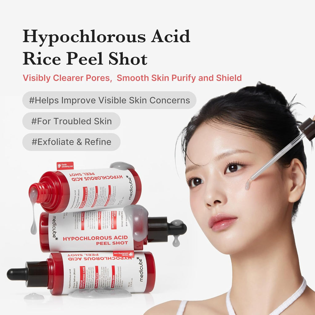 Hypochlorous Acid Rice Peel Shot | Gentle Exfoliating Serum for Dead Skin Cells & Pore Care, Blackheads & Excess Sebum Control | Rice Extract, Panthenol for Hydrating & Smoothing Care