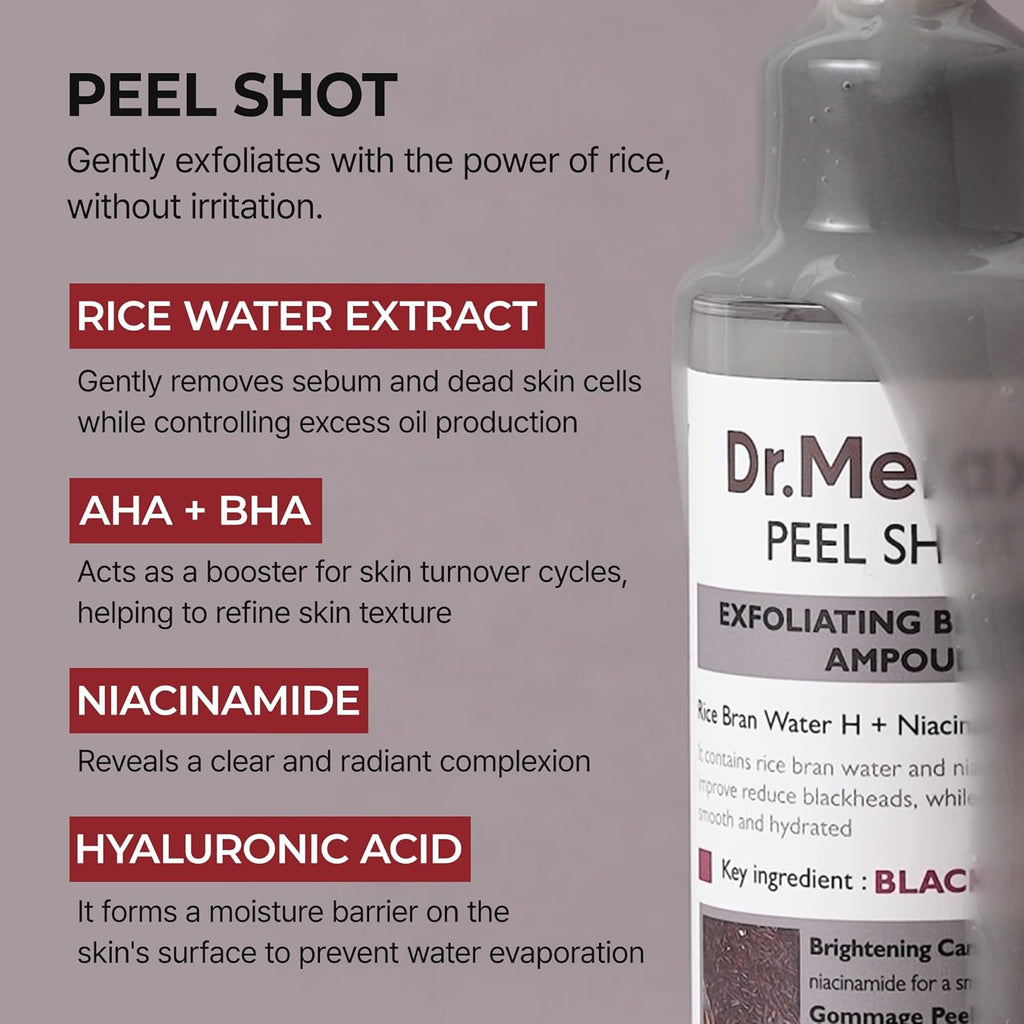 Peel Shot Glow Rice Peeling Ampoule 80Ml Daily Soft Exfoliating Face and Body Scrub Dead Skin Cells Blackhead Remover for All Skin Types Korean Skin Care